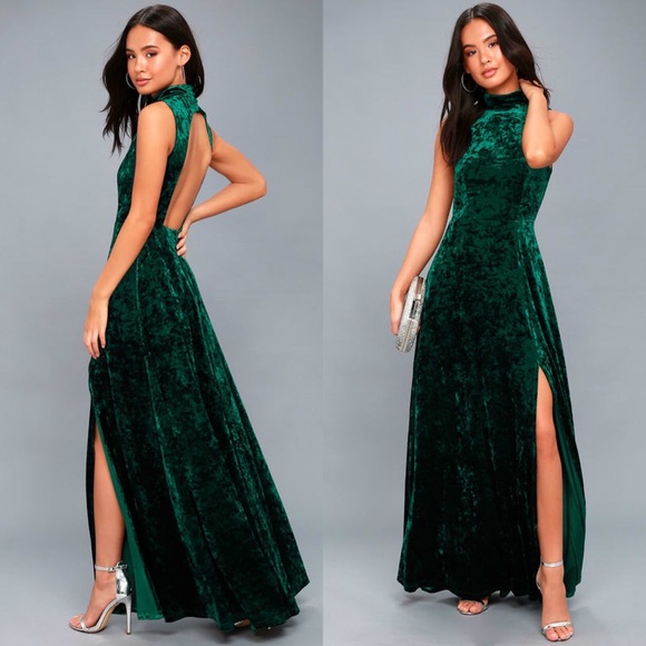 Lulus Dresses & Skirts - Lulu's In the Louvre Green Velvet Backless Dress
